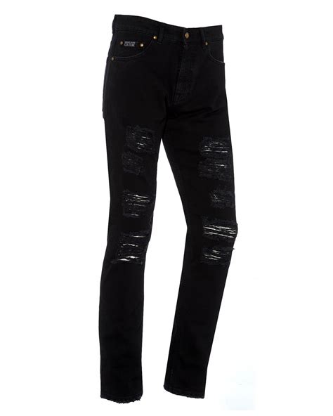 versace black trousers mens|Versace denim pants.